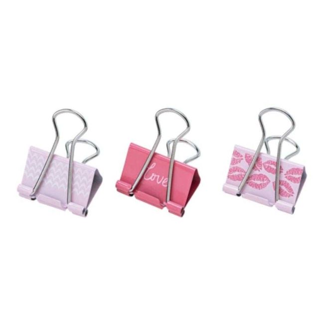 Prendedor de Papel Binder Clip Love 32mm Caixa com 3 Unidades Molin