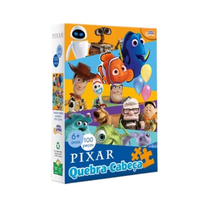 Quebra Cabeça Infantil 100 Peças Pixar Disney Novo Papel
