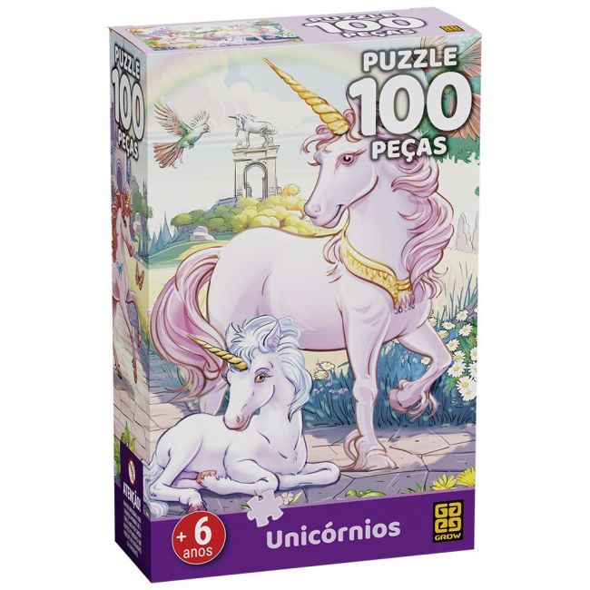 Quebra Cabeça Unicórnios 100 Peças Grow
