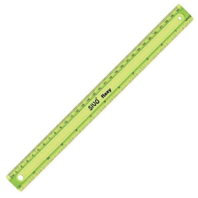 Régua Escolar Flexível 30cm Amarela Sivo