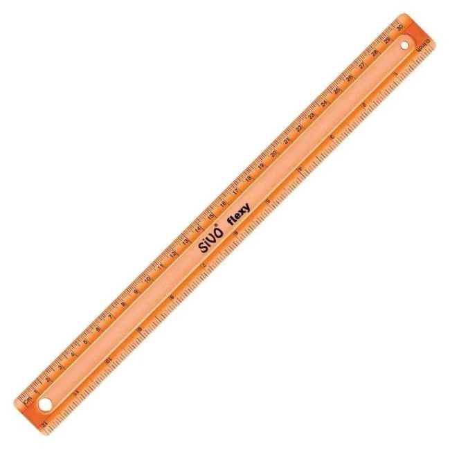 Régua Escolar Flexível 30cm Laranja Sivo