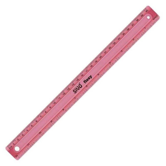 Régua Escolar Flexível 30cm Rosa Sivo