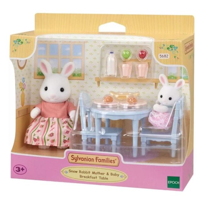 Sylvanian Families Mesa de Café da Manhã Mamãe e Bebê Coelhos de Neve Epoch