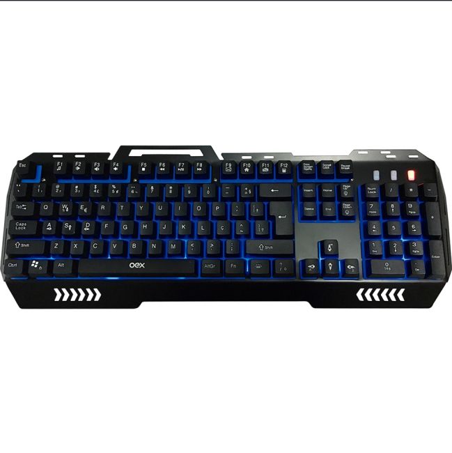 Teclado Gamer Fusion Backlight 3 Cores Cabo Trançado USB Acabamento em Metal Oex Game