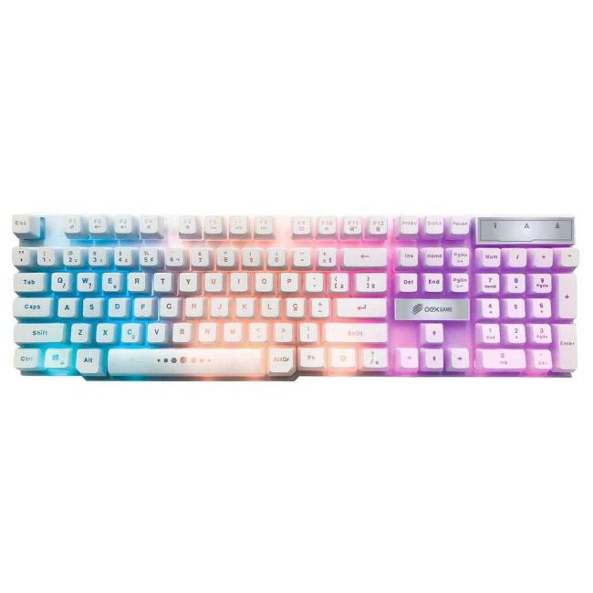 Teclado Gamer Sensação Tátil Force-X com Fio USB Branco Oex Game