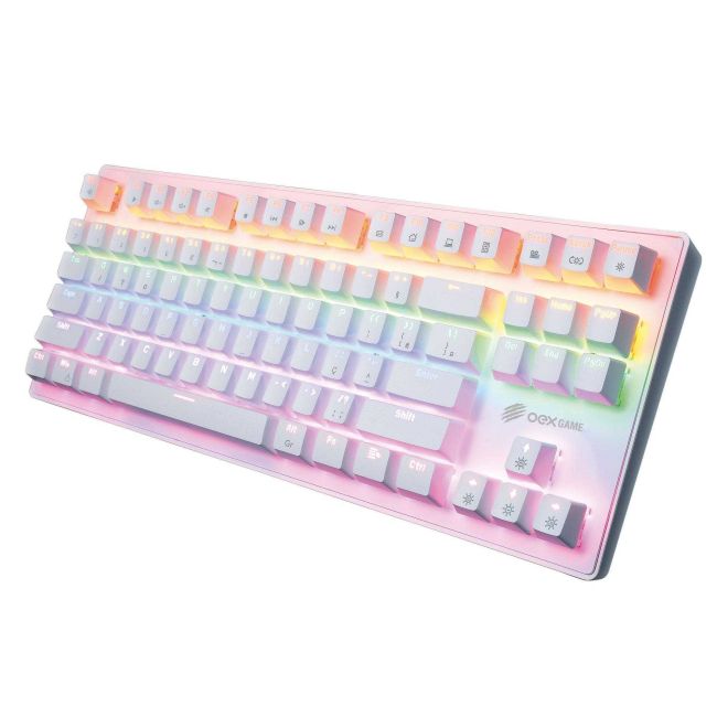 Teclado Gamer Mecânico Wolf com Fio USB Branco Oex Game