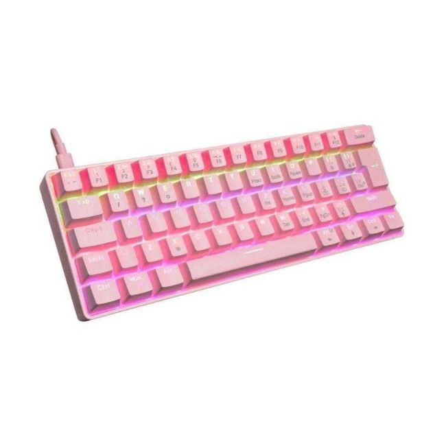 Teclado Gamer Mecânico Ziggy com Fio Tipo C USB Rosa Oex Game