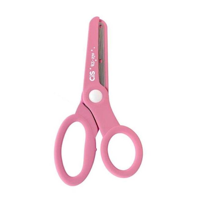 Tesoura Escolar Rosa Pastel Ponta Arredondada 13,5cm Cis