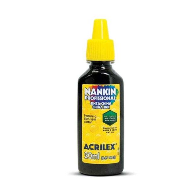 Tinta Nankin Profissional 20ml Preto Acrilex